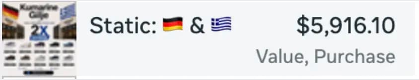Static kreativa za DE i GR tržište sa 5.916,10 $ vrednosti kupovina