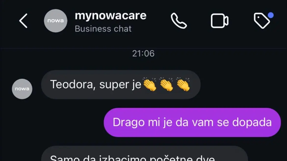 Instagram poruka klijenta: super je